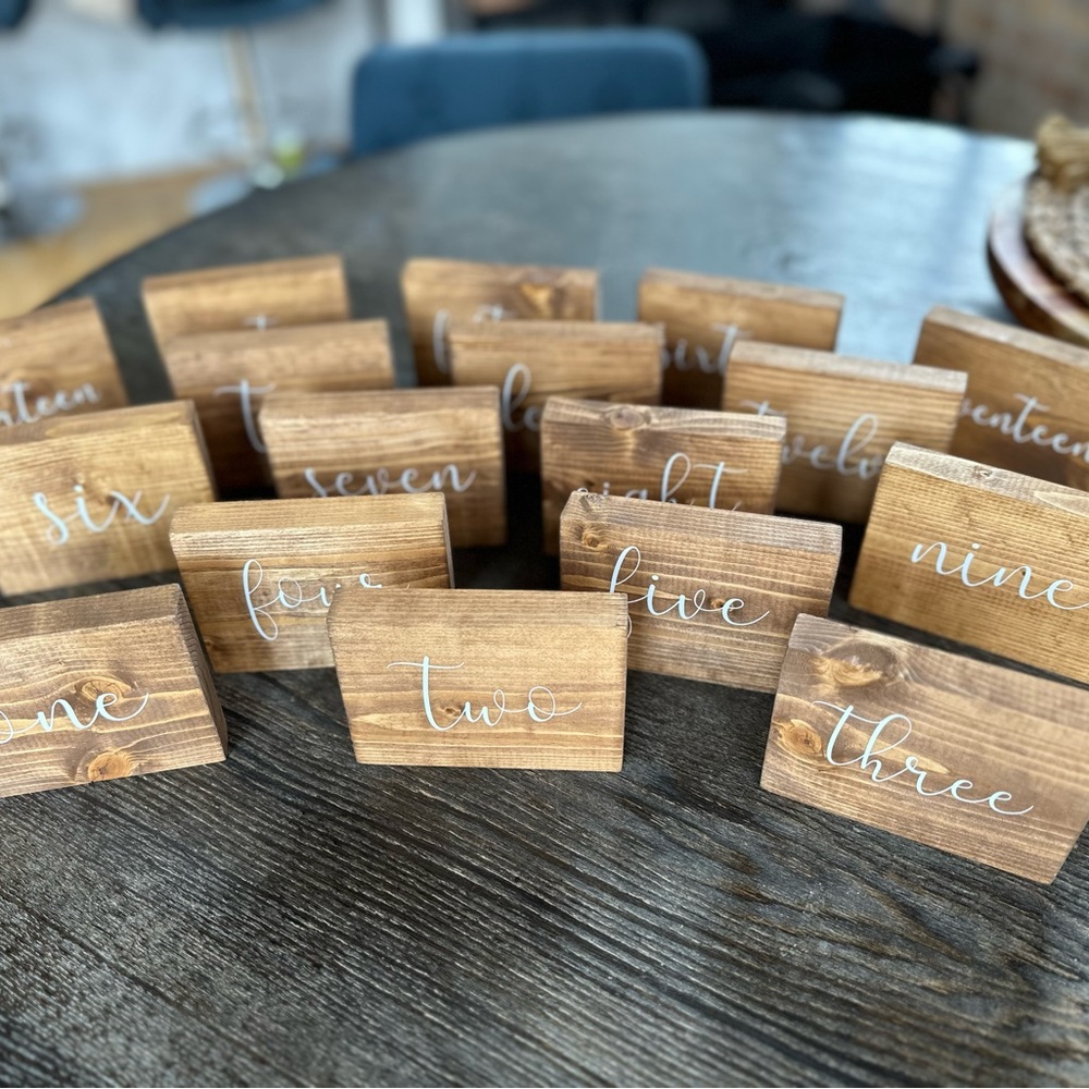 Wooden wedding table numbers (1-17)